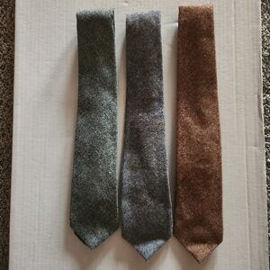 Wembley Three-Pack Tweed Skinny Ties in Green, Gray, Brown